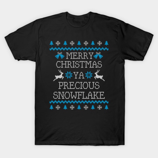 Ugly Christmas Sweater Precious Snowflake Political Joke T-Shirt by HolidayoftheWeek